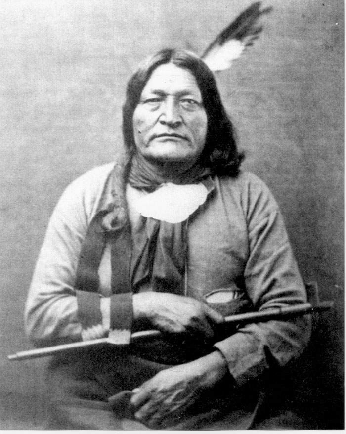 Lakota warrior Black bear. His braid is wrapped with saved list cloth.