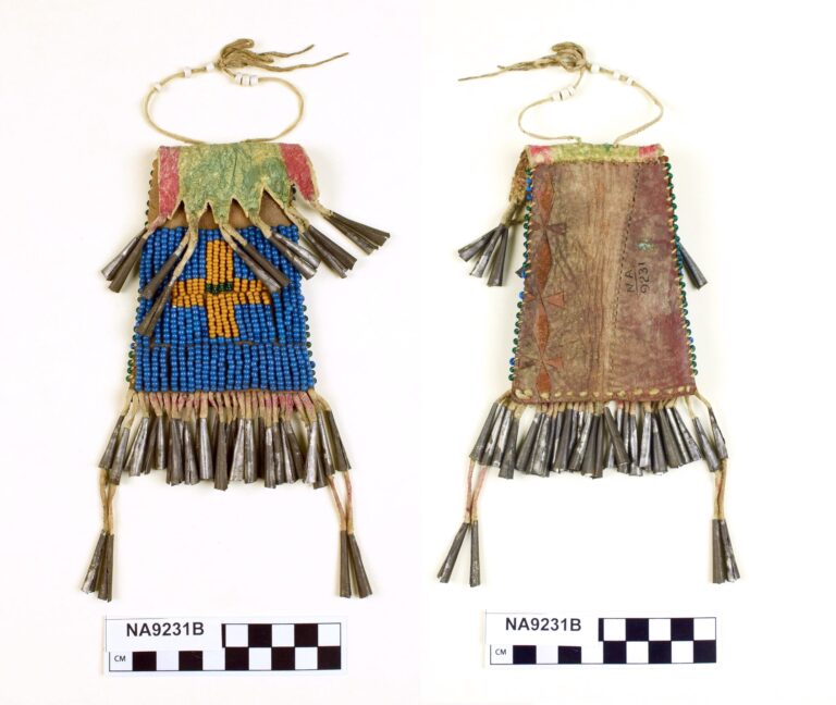 Early pony beaded strike a light bag, most likely pre 1850 and from southern plains. University of Pennsylvania Museum of Archaeology.